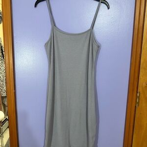 Ribbed Gray Midi Dress